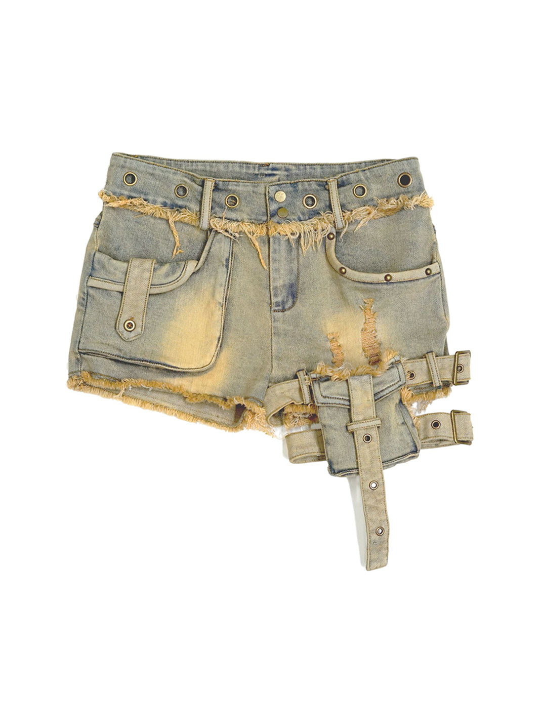 CestNous|Women's Washed Lace-Up Denim Shorts - PSYLOS 1, CestNous|Women's Washed Lace-Up Denim Shorts, Denim Shorts, CestNous, PSYLOS 1